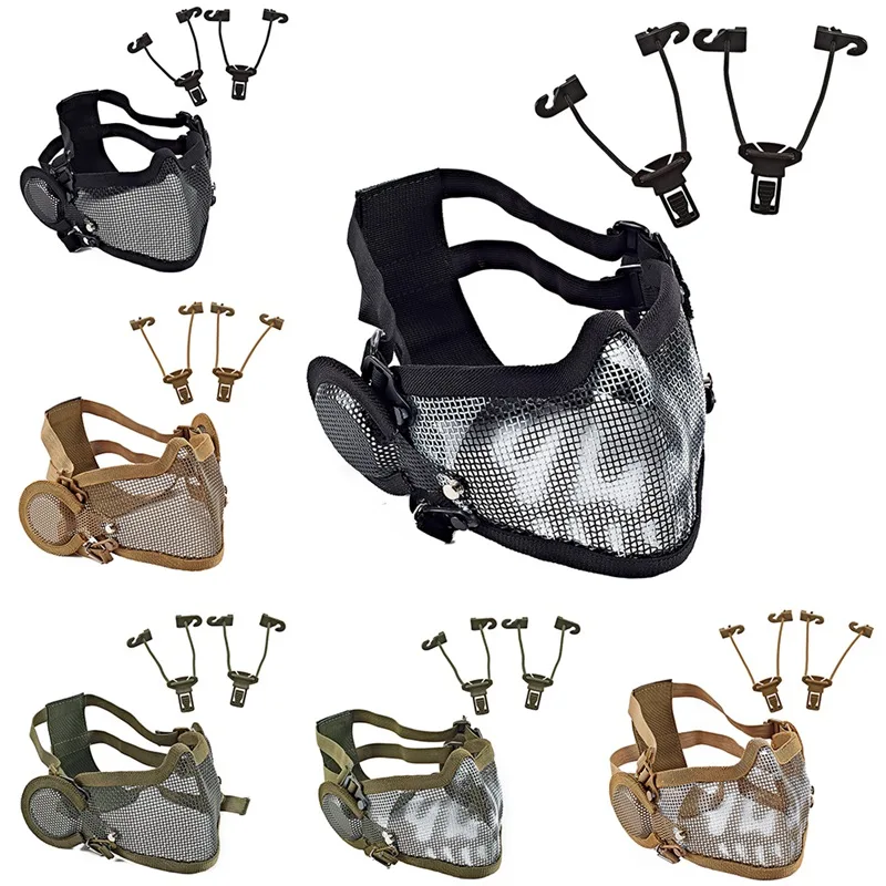

(Tactical) Half Face Mask Breathable Soft Folding Mesh Mouth Ear Protector Sports Accessories