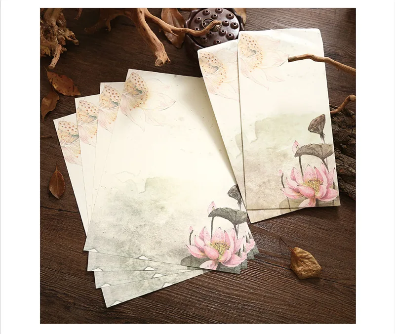 Sharkbang Chinese Style Envelope Letter Papers Set 2 Envelop+4 papers Festival Gift Card Seasonal Kids Birthday Greetings Card
