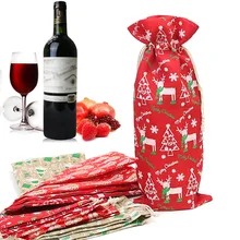 3 шт Рождественский год пакет для красного вина подарок имитация льняной мешок шнурок рождественские украшения мешок