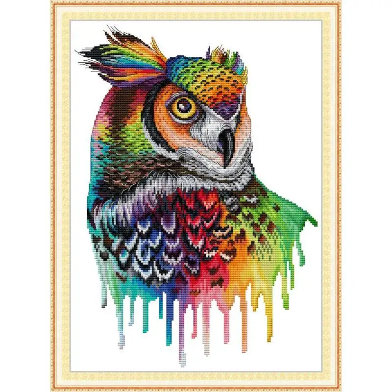 Joy Sunday DIY разноцветный рисунок с животными Радуга сова крест набор стежков DMC 14ct 11ct
