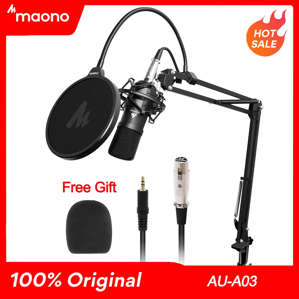 MAONO AU-A03 Condenser Microphone Professional Podcast Studio Microphone Audio 3.5mm Computer Mic for Karaoke Gaming Recording