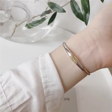 Стерлингового серебра 925 грубо обработанная цепь Пряжка браслеты хиппи улыбка цепи браслеты для женщин ювелирные изделия подарок