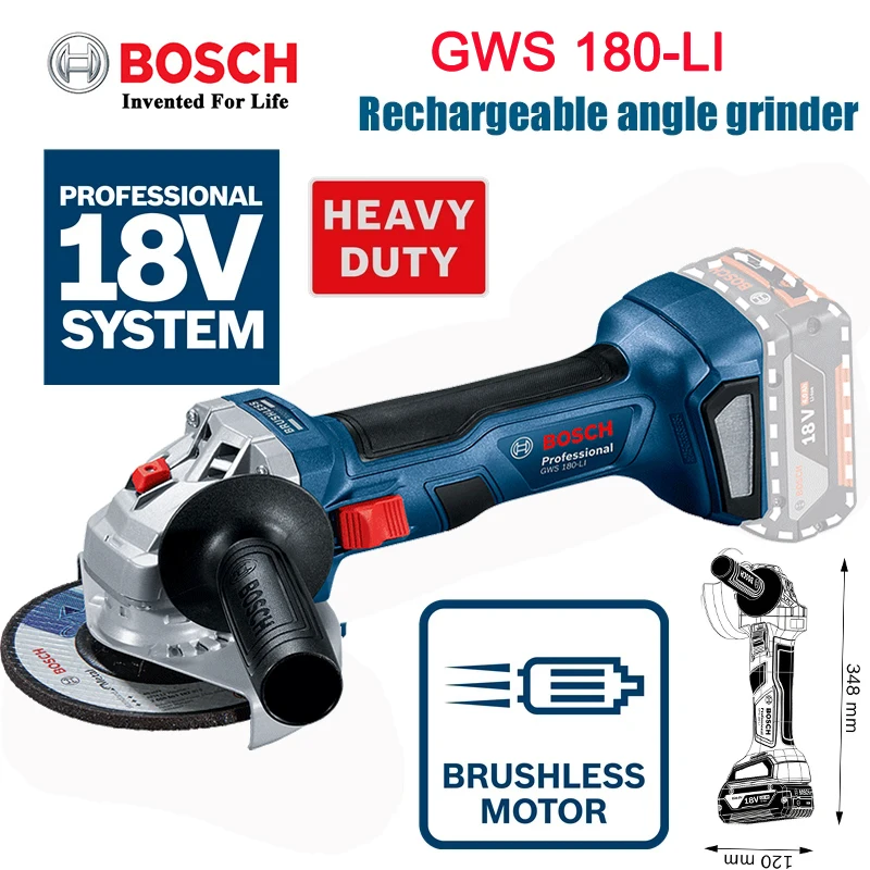 Перезаряжаемая бесщеточная угловая шлифовальная машина BOSCH GWS180-LI портативная