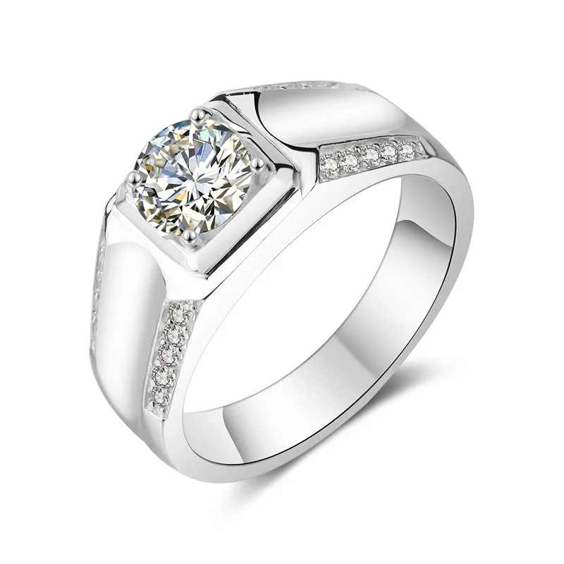 Genuine high quality Commerce Double row carat simulation Moissanite wedding got engaged Man's ring Free shipping MJZ014