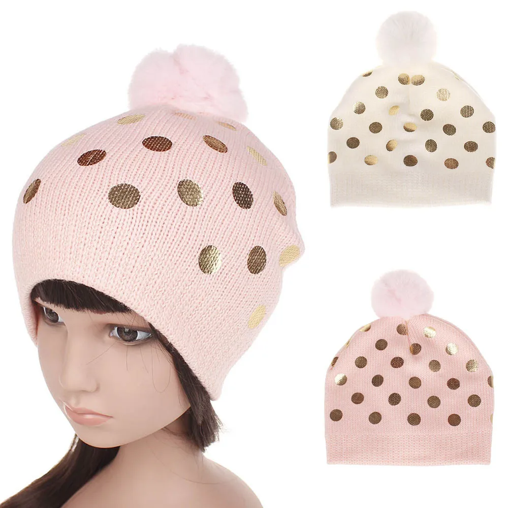 Baby Hats kids bronzing polka dot knitted hat pullover Toddler Infant  Boys Girls Headgear Hat Baby Newborn