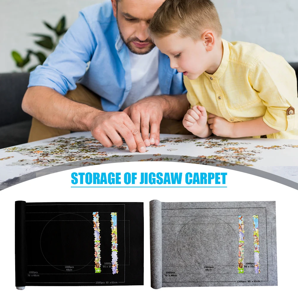 Tapis Puzzle Rouleau En Feutre – Accessoire De Rangement Pour Puzzles Jusqu'à 2000 Pièces, Noir, Portable
