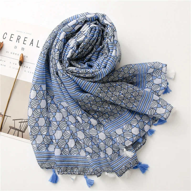 Schöne Patchwork Aztec Floral Quaste Viskose Schal Schal Dame Hohe Qualität Wrap Stirnband Bufandas Moslemisches Hijab Sjaal 180*90cm – Detail 40
