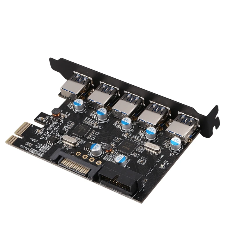 7 портов Pci-E Usb 3,0 Express Card, 5 портов снаружи и 2 порта для передней панели через 19Pin внутри с 5 В 15Pin Sata разъем питания f