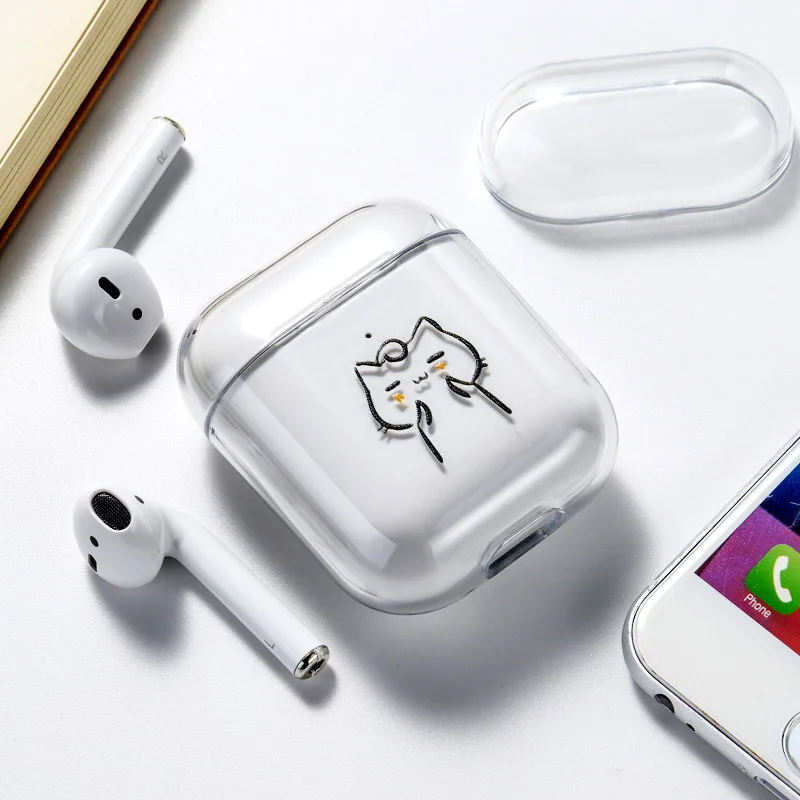 Жесткий ПК Прозрачный чехол для наушников для Apple AirPods 1 2 3 Зарядный ящик милый мультфильм Кактус кристалл чехол сумка для Airpods чехлы - Цвет: 060