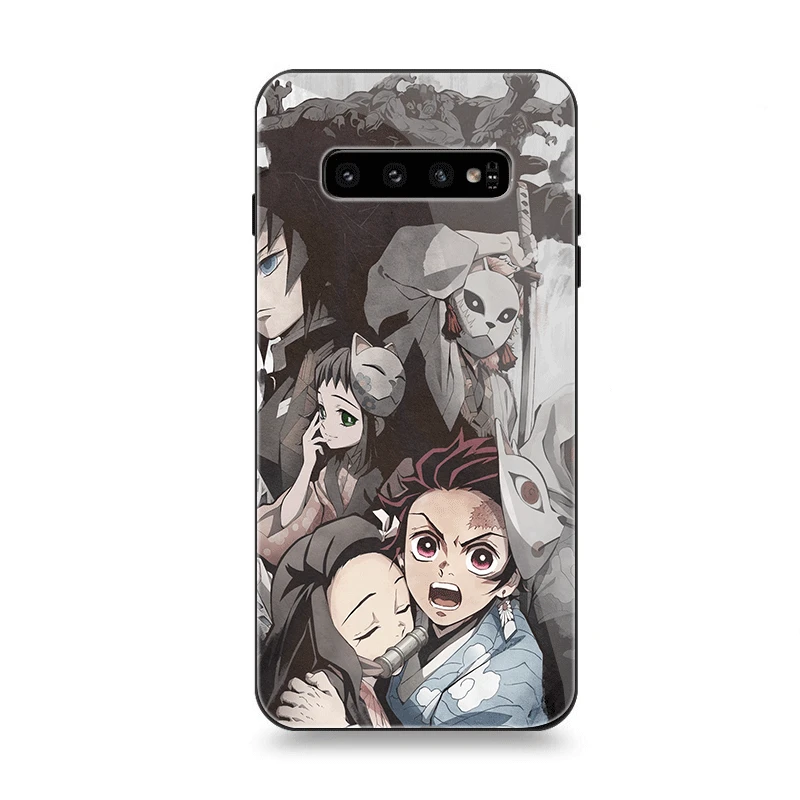Чехол стекло для samsung A70 A50 A30 A40 A20 A60 A10 S7 Edge S8 S9 S10 Plus Note 8 9 Чехол аниме Demon Slayer Kimetsu no Yaiba