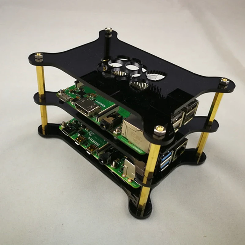 Raspberry Pi 4 Модель B прозрачный акриловый корпус с логотипом совместим с Raspberry Pi 3/2
