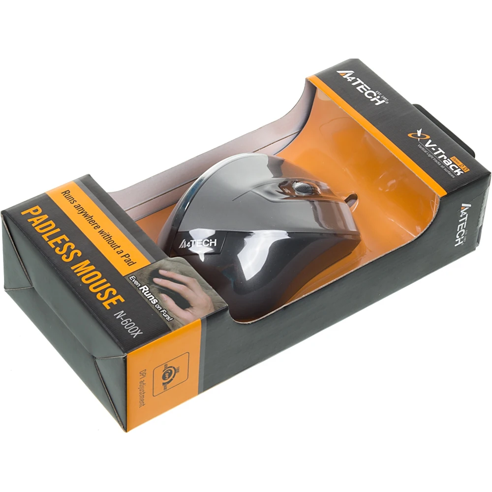 Мышь A4 V-Track Padless N-600X-2 серый оптическая(1600dpi) USB(3but