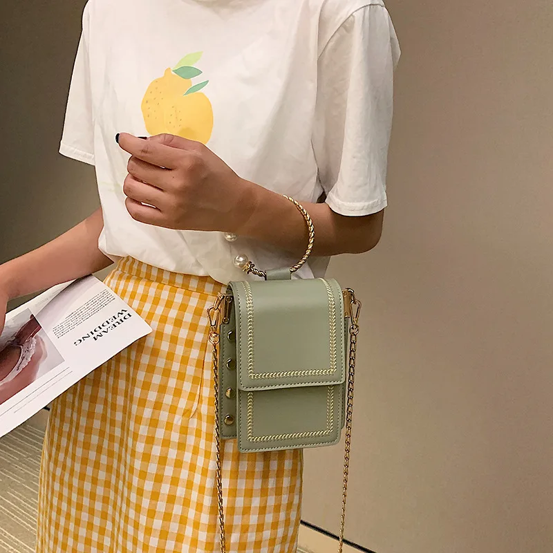 

Summer New Arrival Mobile Phone Bag Women's 2019 New Style Network Red Pearl Square Sling Bag INS Versatile Chain Shoulder Bag