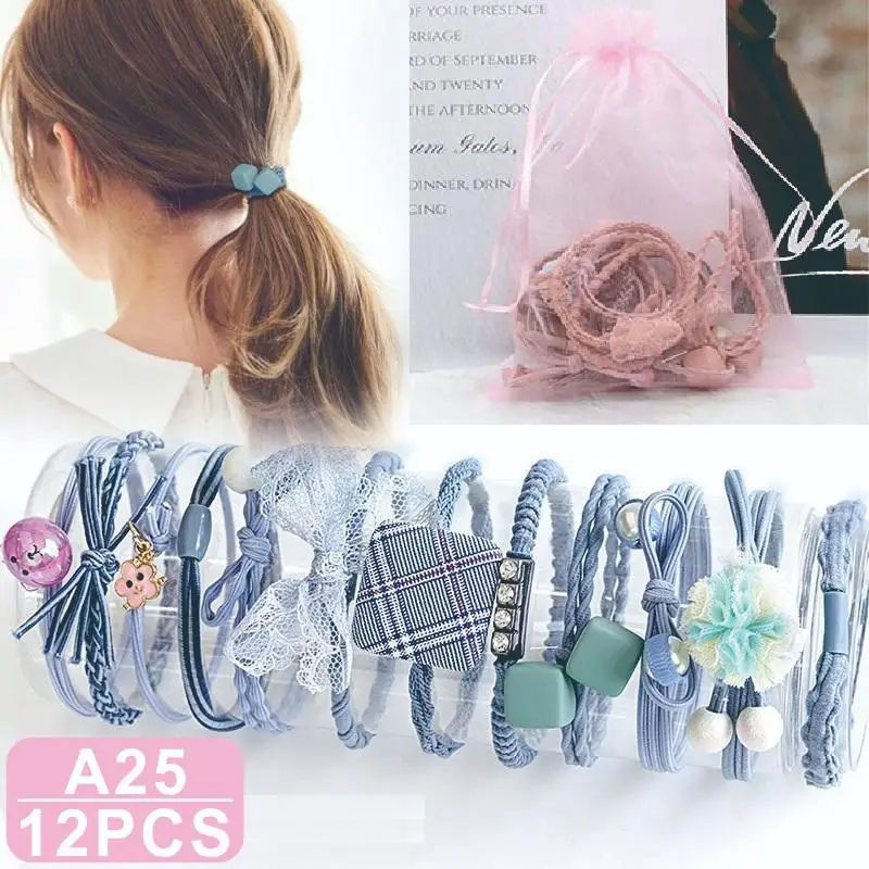 black hair clips 8/9/12/16/25PCS Pure and Fresh Sweet starry sky Series Maiden Elastic Hair Bands Ribbon Flowers Pentagram Rabbit ears Hair Clips bow hair clip Hair Accessories