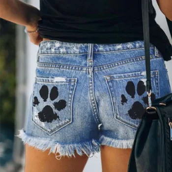 

HAWCOAR Jeans Woman Shorts джинсы женские 2020 Fashion High Waist Stripe Star Denim Shorts Pockets Jeans Ripped Casual Shorts