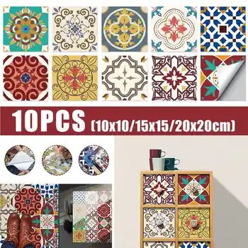 

10Pcs Tiles Wall Stickers Tile Stickers Decor Waterproof PVC Wall Stickers Home Decor Bathroom Kitchen 10x10/15x15/20x20cm