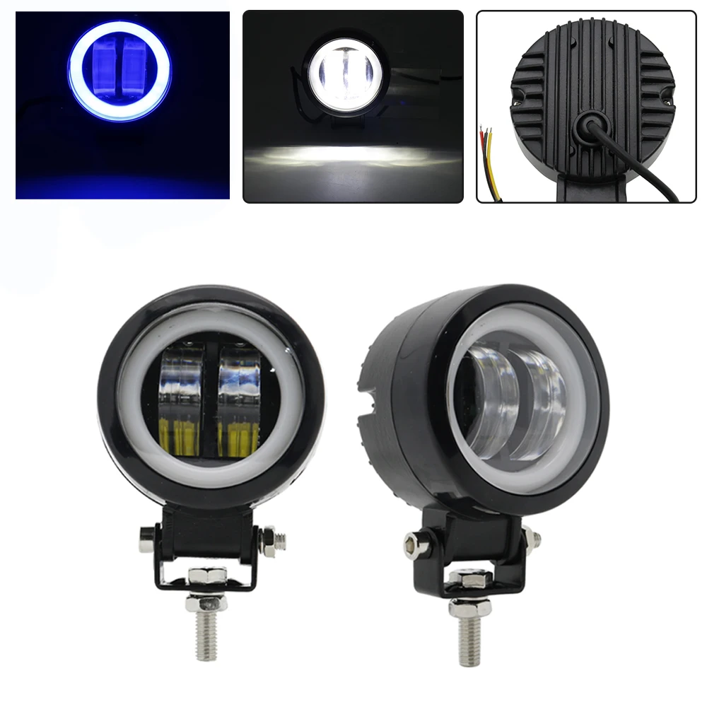 

3inch 20W LED Work Lights Portable Spotlights Angel Eyes Driving Pods Offroad Car Boat LED Bar Light Motorcycle ATV 6500K