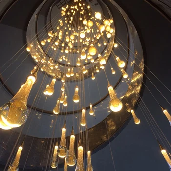 

Crystal Staircase Chandeliers Lighting Water Drop Cristal Ceiling Lamp Kitchen Led Hanging Lamp teardrops Lustres Lights