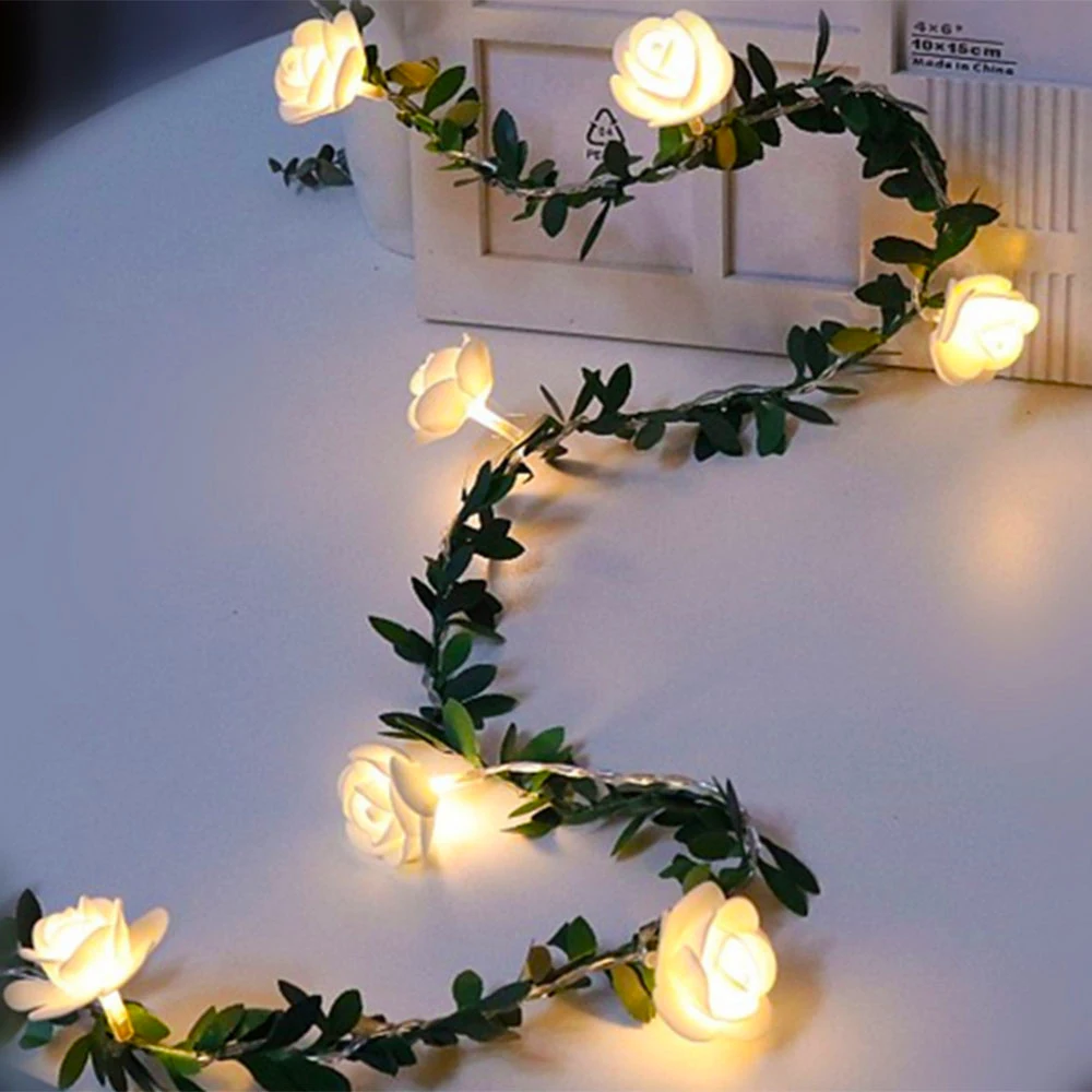 Rose Flower Shape Fairy String Light Party Decor 20 Led Battery Operated 