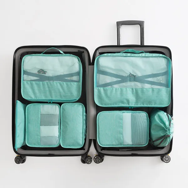 Унисекс набор дорожных чехлов Водонепроницаемый Куб для упаковки портативная одежда сортировочный Органайзер косметика на молнии сумка для женщин багажный аксессуар - Цвет: A-Blue