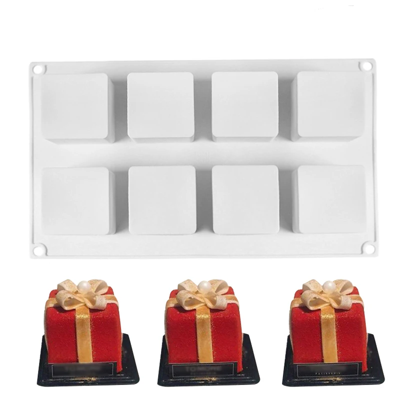 

8 Holes Square Ice Cube Trays Silicone Mold Cake Decorating Tools For Baking Mould Dessert Mousse Ice Cream Bakeware