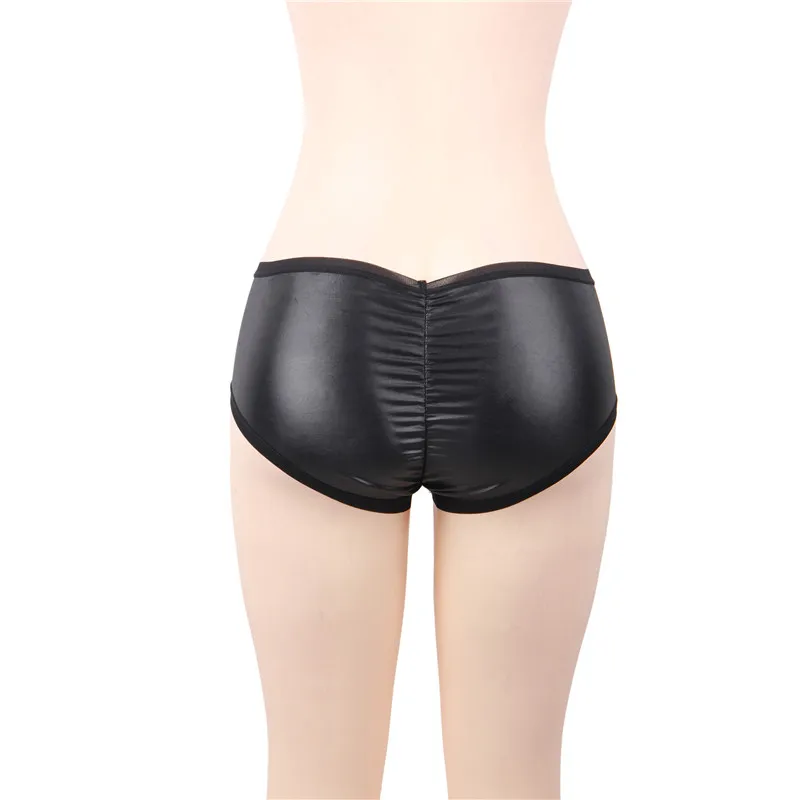Ohyeahlady Woman Underwear Faux Leather Lift Hip Lingerie Panties