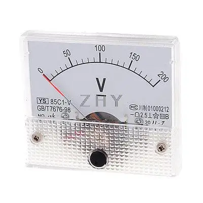 

85C1-V Rectangle Dial Panel Mount Voltmeter Gauge DC 0-200V