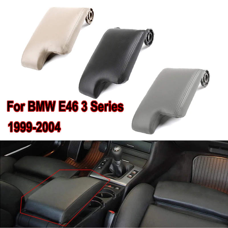 

Leather Car Armrest Latch Cover For BMW E46 3 Series 1999-2004 Center Console Arm Rest Storage Box Lid Cover Auto Accessories