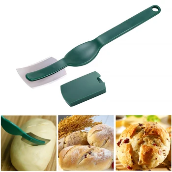 

Curved Blades Bread Knife Easy Clean Safe Dough Marker Rustproof With Sheath Rustproof Smooth Bread Knife Kitchen Scoring Tool