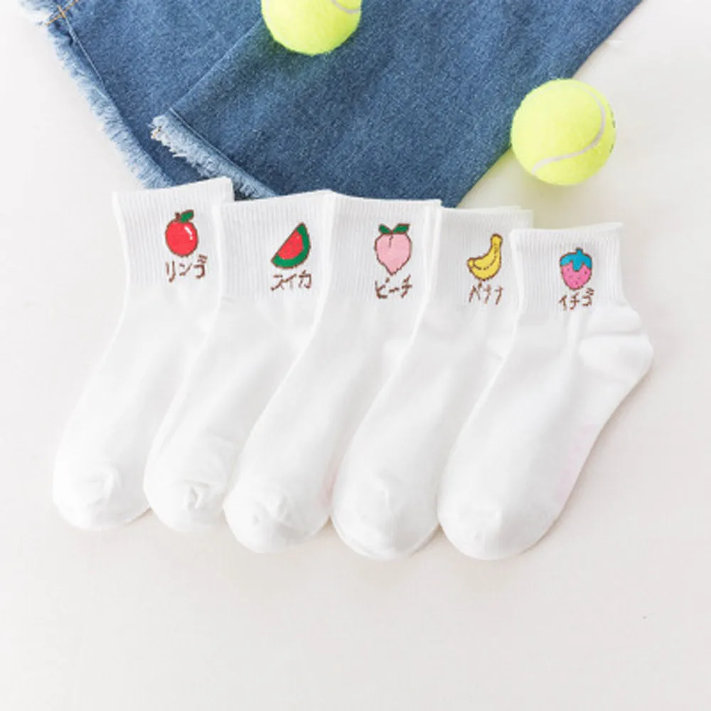 Women Cotton Socks Harajuku funny Socks Female Cute Cartoon Casual Work Women Fashion Skateboard Fruits Sock Comfortable Socks