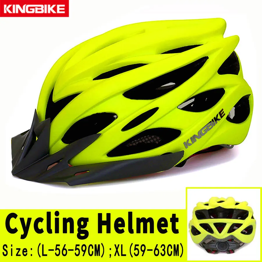 KINGBIKE Cycling Helmet Ultralight MTB Bike Helmets CPSC CE Certified Bicycle Helmet Rear Light Sun Visor Cycling Bicycle Helmet - Цвет: J-652L-Green