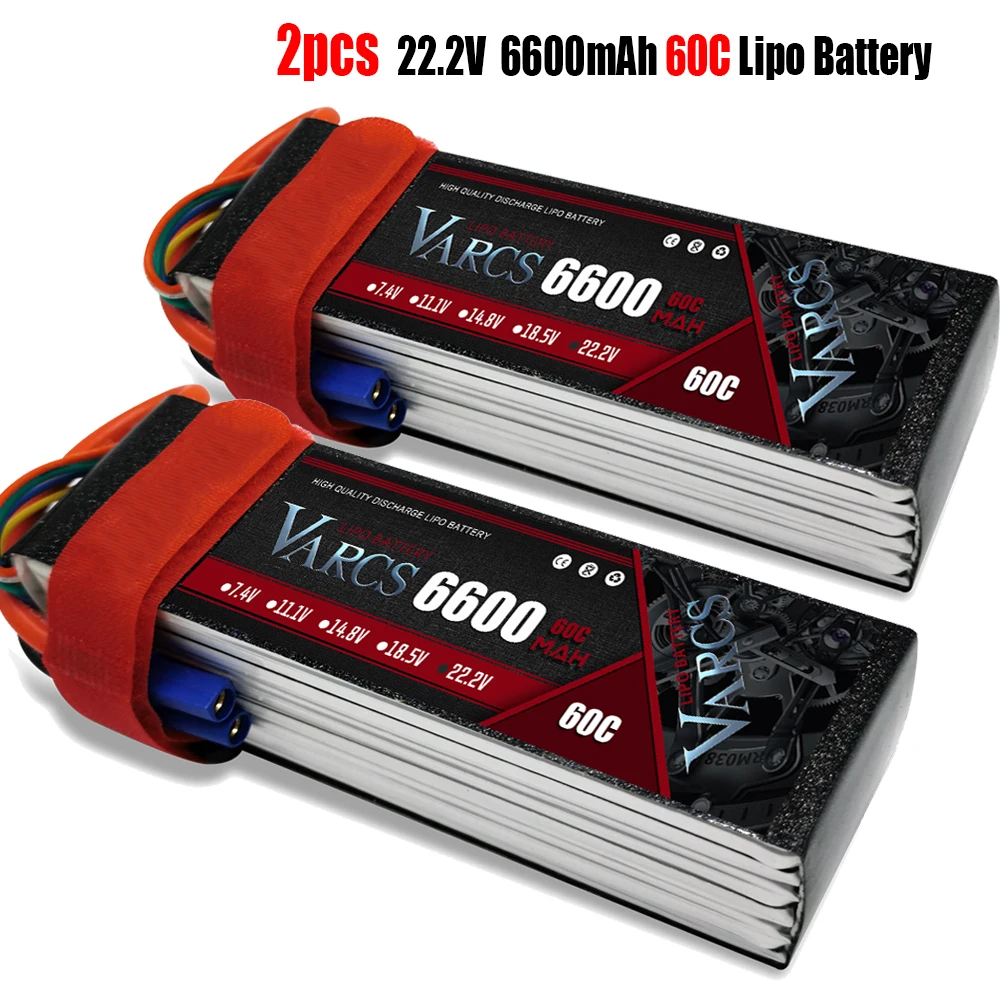 

2PCS VARCS Lipo Batteries 2S 3S 4S 6S 7.4V 11.1V 14.8V 22.2V 6600mAh 60C/120C for RC Car Off-Road Buggy Truck Boats salash Drone