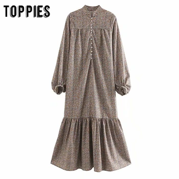 

2020 Summer Printing Midi Dress Vacation Bohemain Dress Floral Printing Vestidos