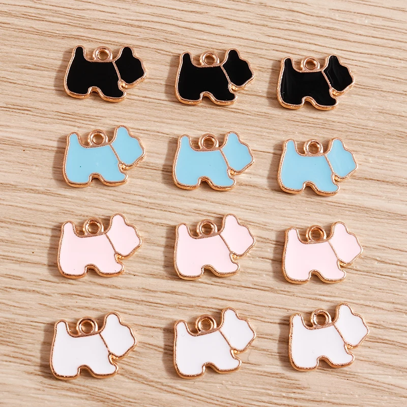 10pcs 13*10mm Cute Enamel Small Dog Charms for Jewelry Making Animal