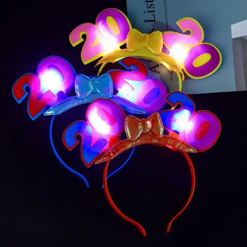 

3pcs 2020 New Year Eve Christmas Flash Headband LED Light Up Headwear Blinking Hair Band Newyear Party Supplies Random Color A2