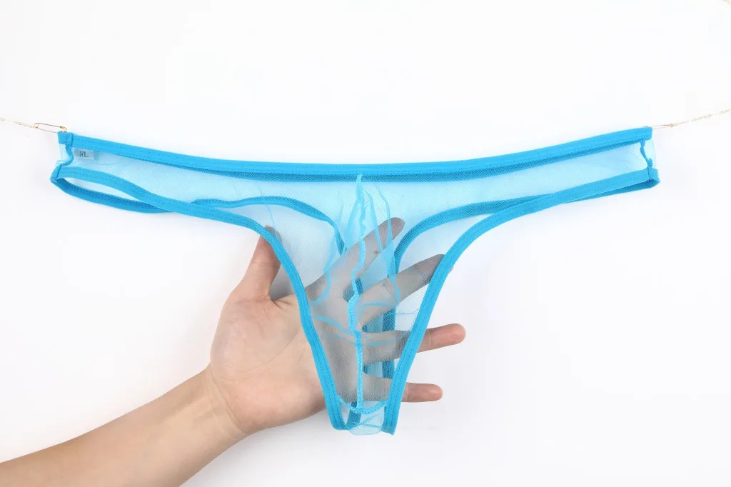 Men Underwear Thongs See Through Men Sexy Transparent Low Waist Slim Mesh G-string Thongs