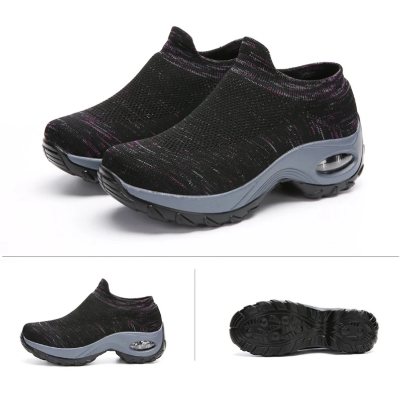 purple sneaker woman Модные женские теннисные туфли из дышащего сетчатого материала; женские носки без застежки, увеличивающие рост; кроссовки на толстой платформе - Цвет: purple sneaker woman