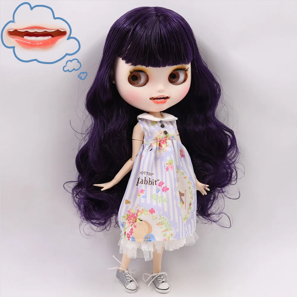 ICY DBS Blyth Doll No.BL169 Purple hair Carved lips Full teeth matte face Joint body 1/6 bjd ob24 anime girl | Игрушки и хобби
