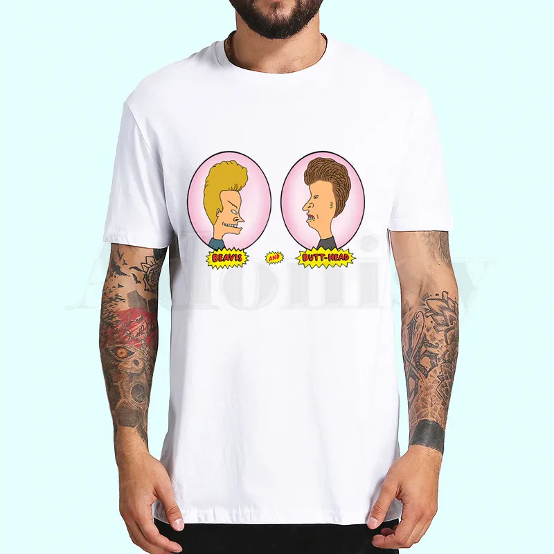 C Футболки BEAVIS AND BUTTHEAD, летняя модная футболка с принтом, Повседневная футболка с круглым вырезом, брендовая забавная футболка, футболки - Цвет: C