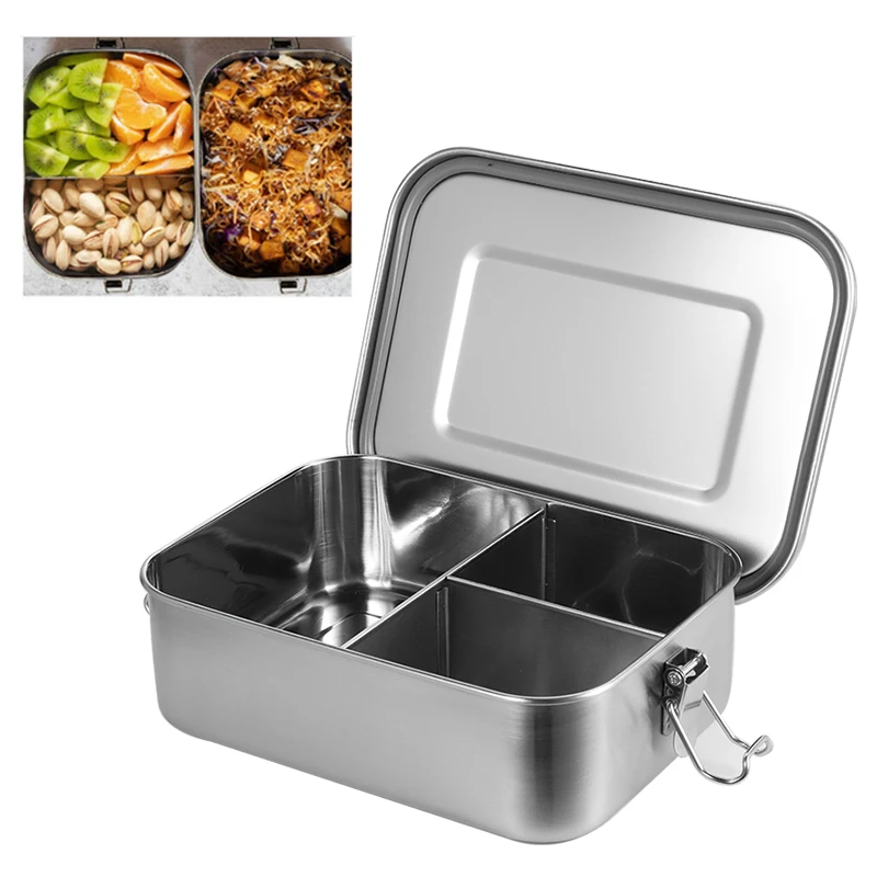 

800ml Student Portable Large Lunch Box Food Fruit Container Bento Lunch Box Stainless Steel Leakproof Durable Kitchen Tableware