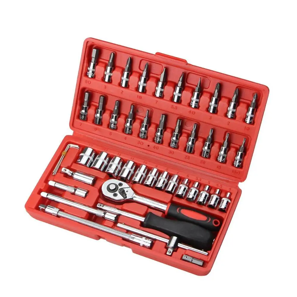 

46Pcs Wrench Socket Spanner Screwdriver Combination Set Tool for Household Motorcycle Car Repair Hand Tools