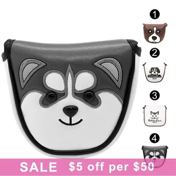 

10pcs Golf Putter Headcover Golf Mallet Putter Headcovers Cute Golf Club Head Cover Leather Magnetic High-grade Embroidery