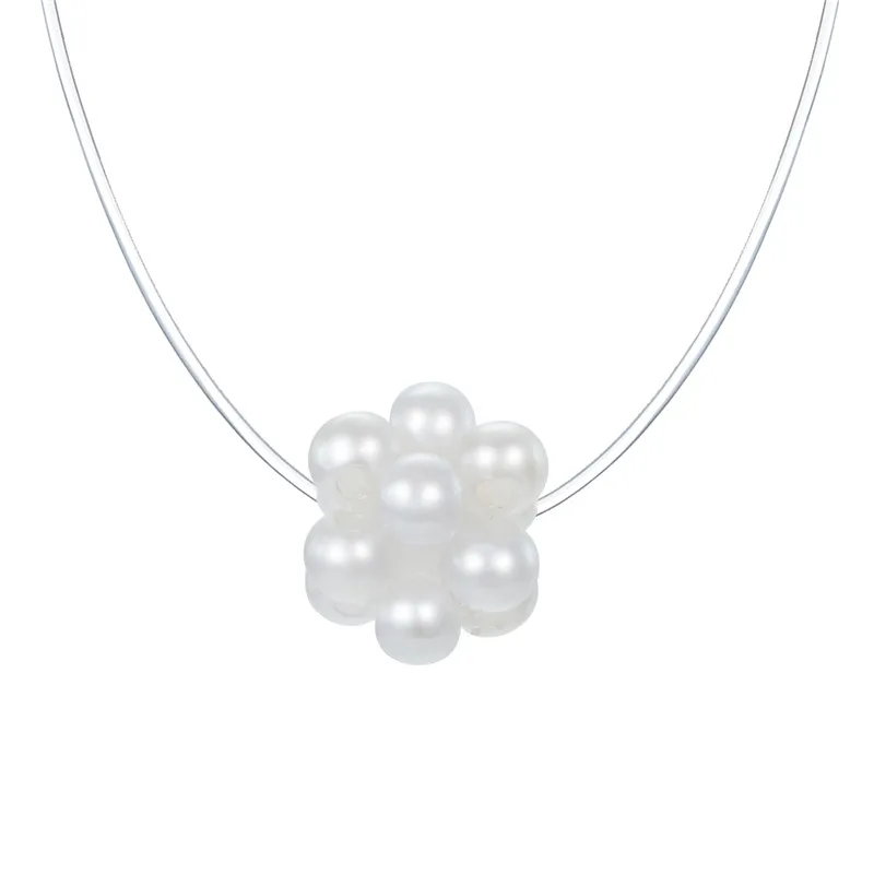 Dayoff-European-Clear-Simulated-Pearl-Flower-Choker-Invisible-Fish-Line-Necklace-for-Women-Clavicle-Chain-Feminino