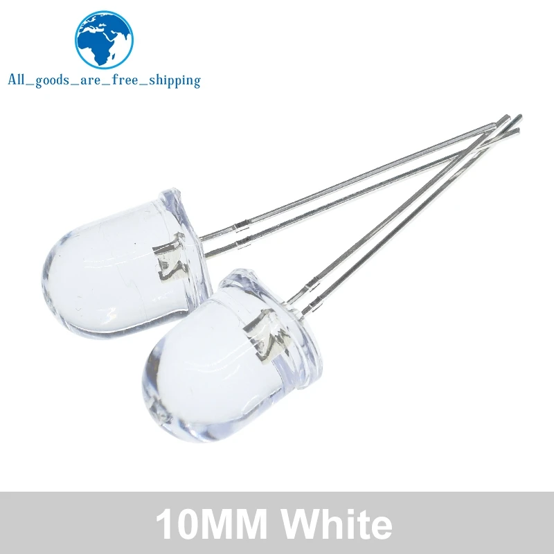 10/50 Stück 10 mm LED 5 Farben Rot Blau Gelb Grün Weiß Transparent 20 mA 0,75 W Ultrahelle runde LED-Leuchtdiodenlampe – Detail 11