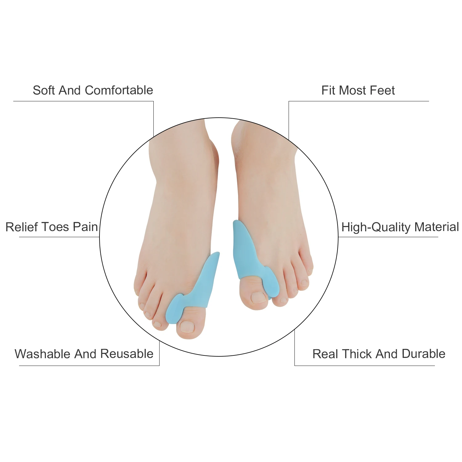 2pcs Bule Hallux Valgus Big Toe Separator Corrector Bunion Orthotics Pedicure Foot Pain Relief Guard Feet Care Tool Z66101
