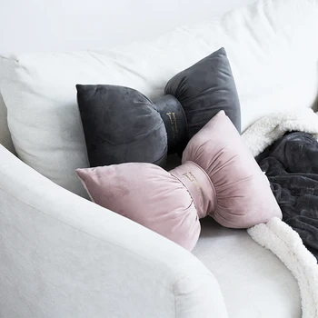 

Nordic Bow Pillow Velvet Back Neck Rest Support Cute Knot Home Chair Padding Office Soft Travel Pillows Baby Bed Room Decoration