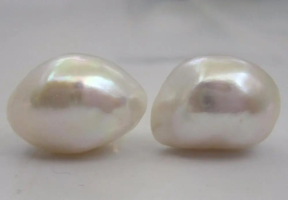 AAA 11x13 мм Южное море белый барокко жемчужные серьги 14 k/20 желтое золото