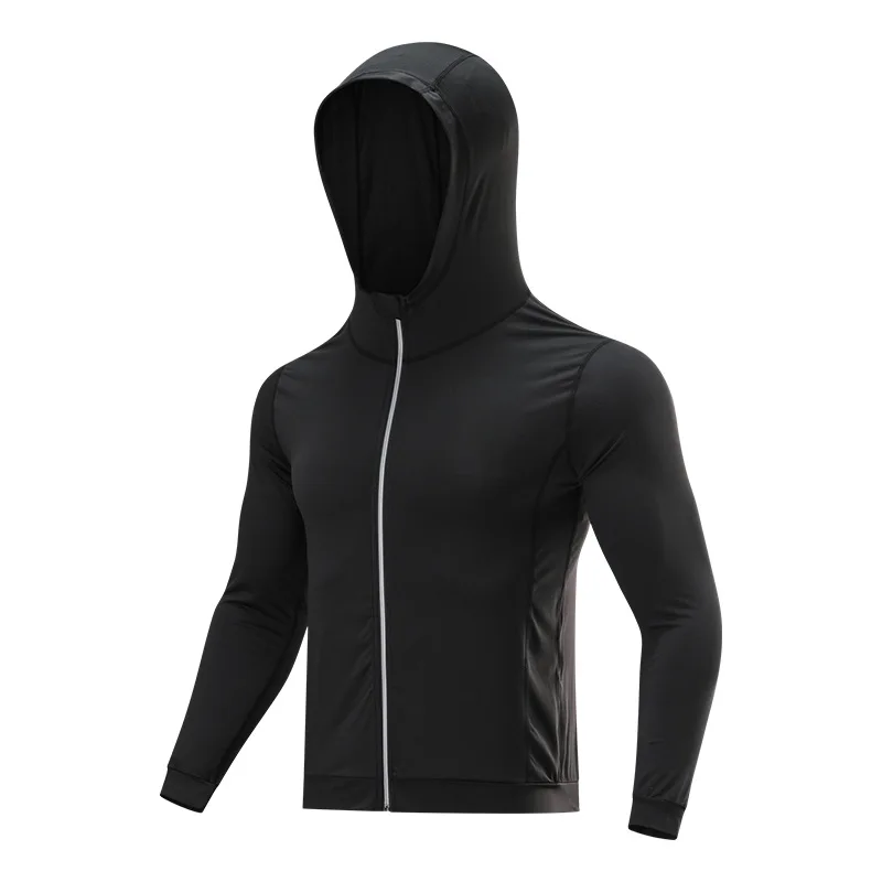 

Zipper Men Running Jackets 2019 New Winter Autumn Hoodies Sport Shirt Men Hat Fitness Gym Training Sport Top Men's Sportswear