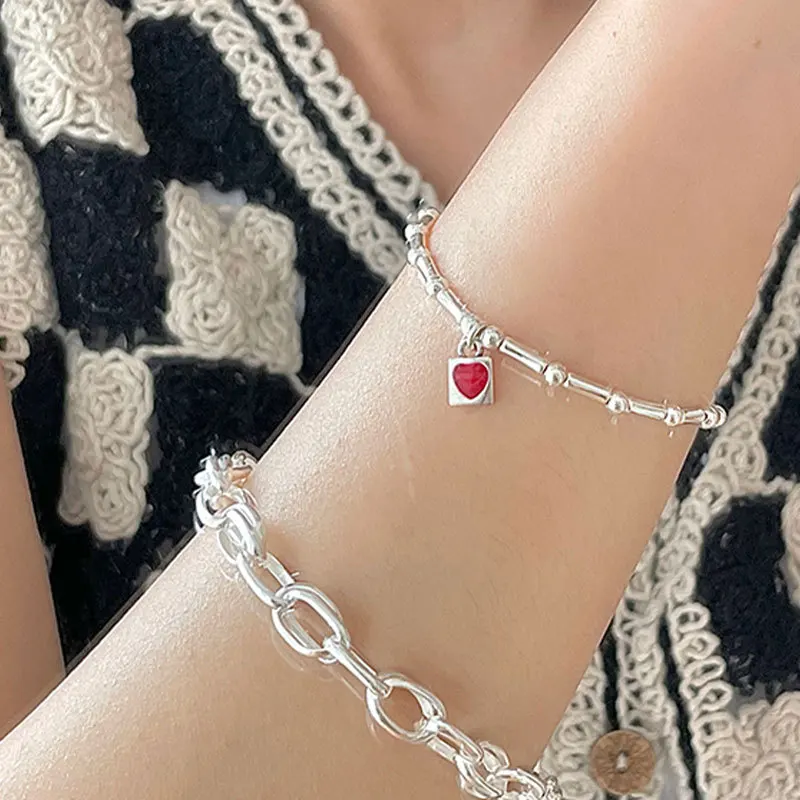 Silver Color Bracelets For Women New Trendy Elegant Creative Bamboo Joint Design LOVE Heart Bangles Party Jewelry bangle bracelet