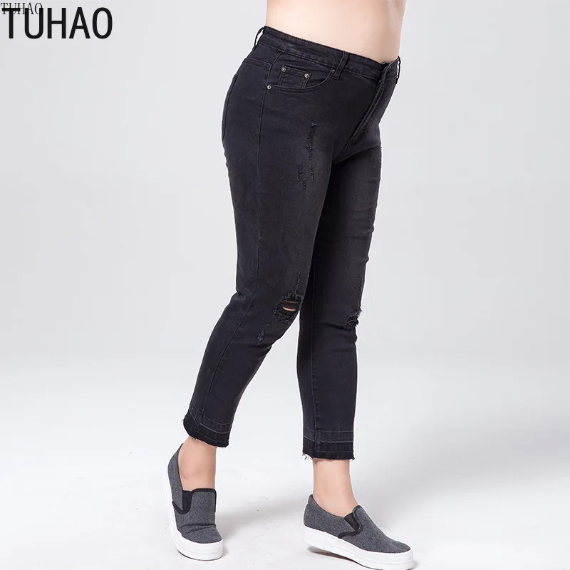 TUHAO 7XL 6XL 5XL Женские обтягивающие джинсы больших размеров, Женские джинсы-карго с карманами, женская уличная одежда в стиле хип-хоп, повседневные джинсовые узкие брюки WM